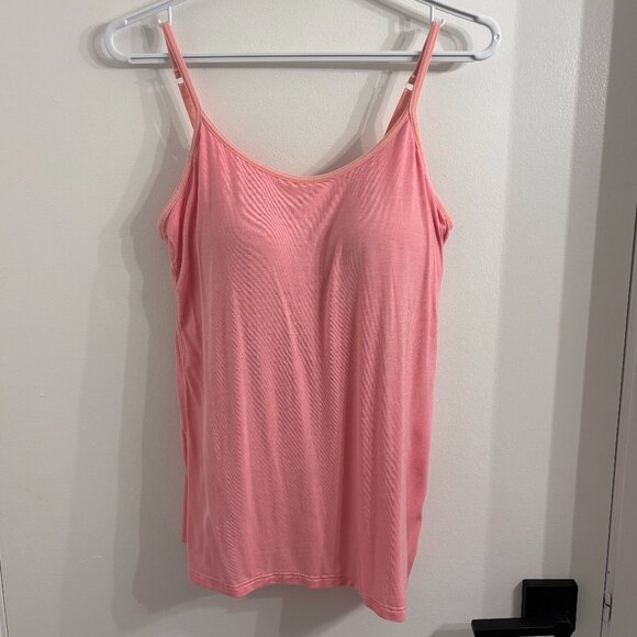 NWOT Pink Tank Top with Built-in Bra - Picture 1 of 11